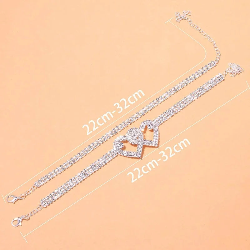 Rhinestone Embellished Ankle Chains