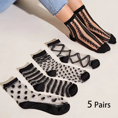 5 Sheer Lace Socks