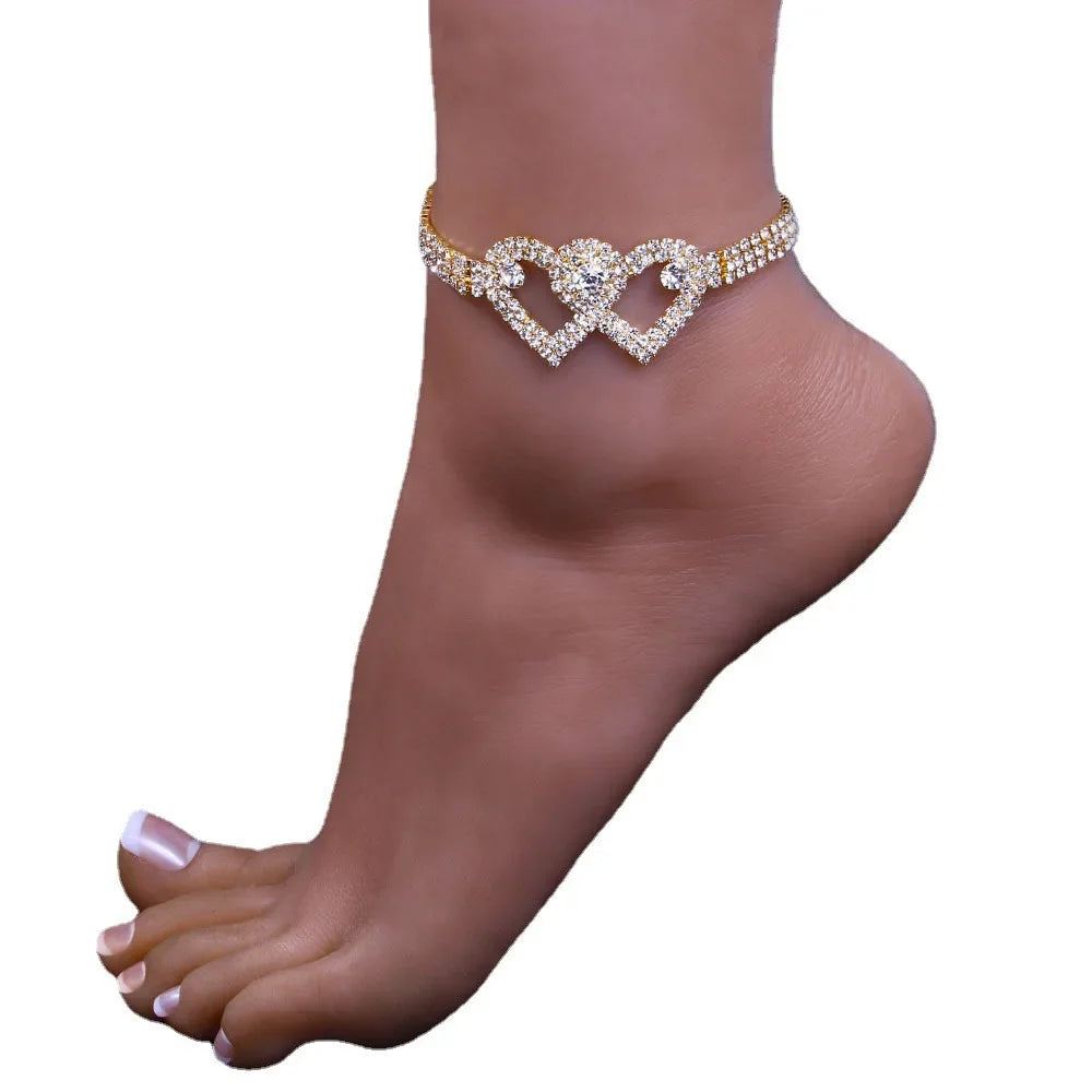 Rhinestone Embellished Ankle Chains