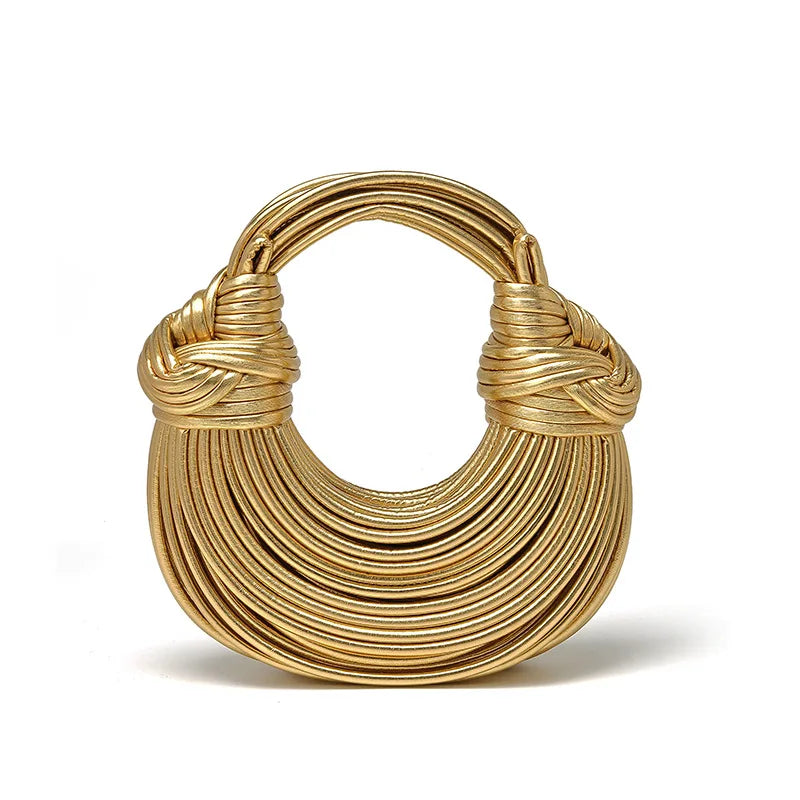 Luxury Gold Woven Pasta Handbag