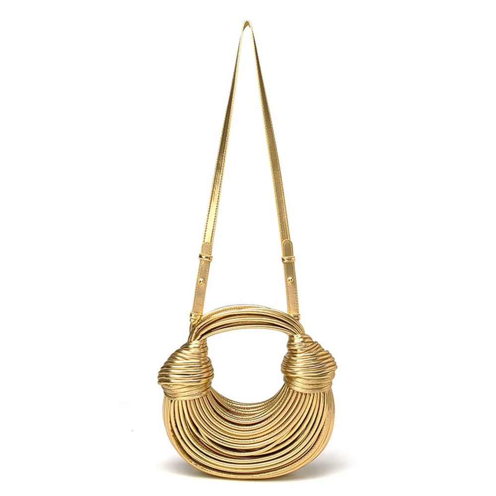 Luxury Gold Woven Pasta Handbag