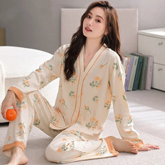 Beautiful Floral Print 2 Piece Pajama Set