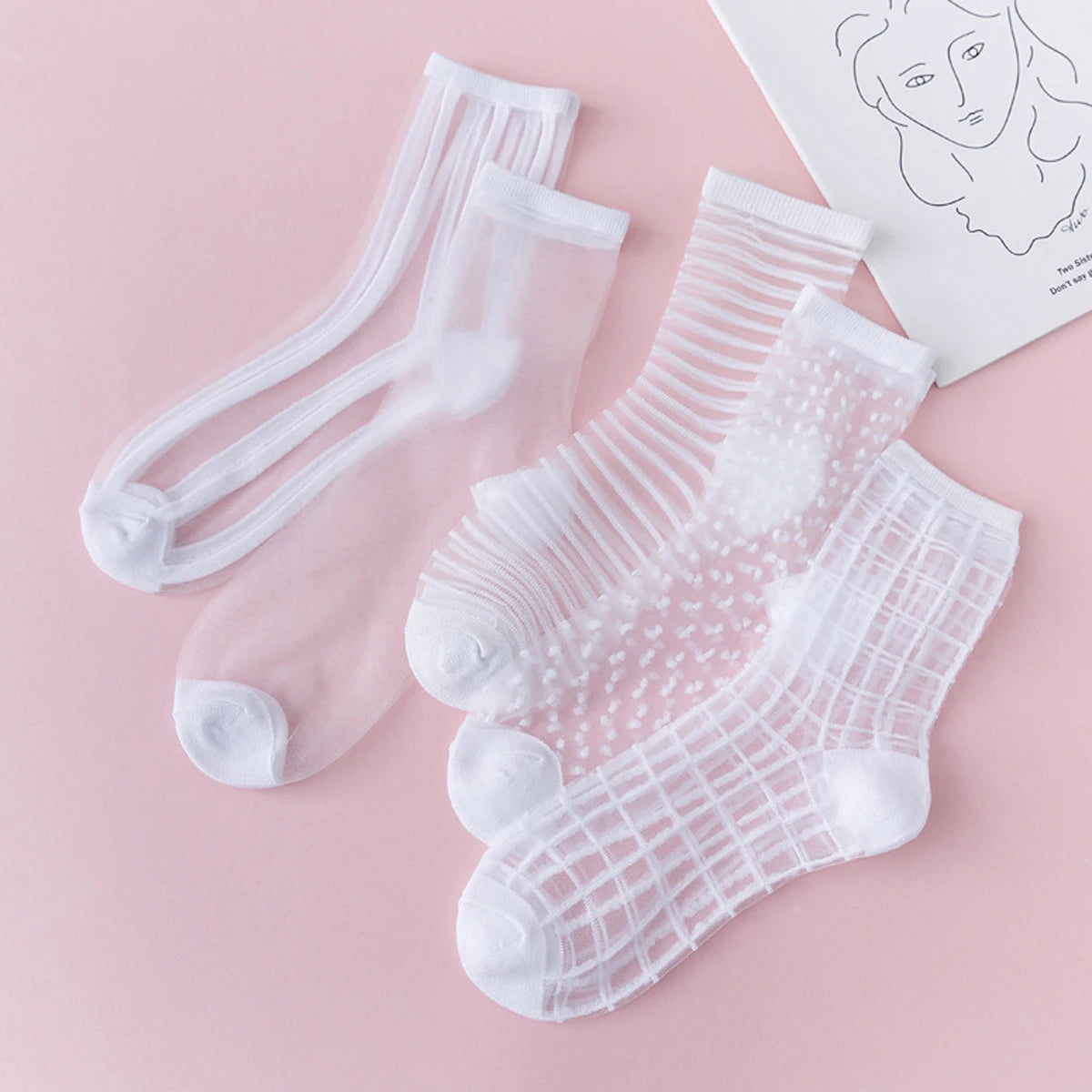 5 Sheer Lace Socks