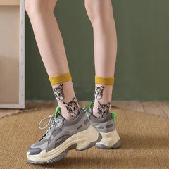 Sheer Cat Pattern Socks