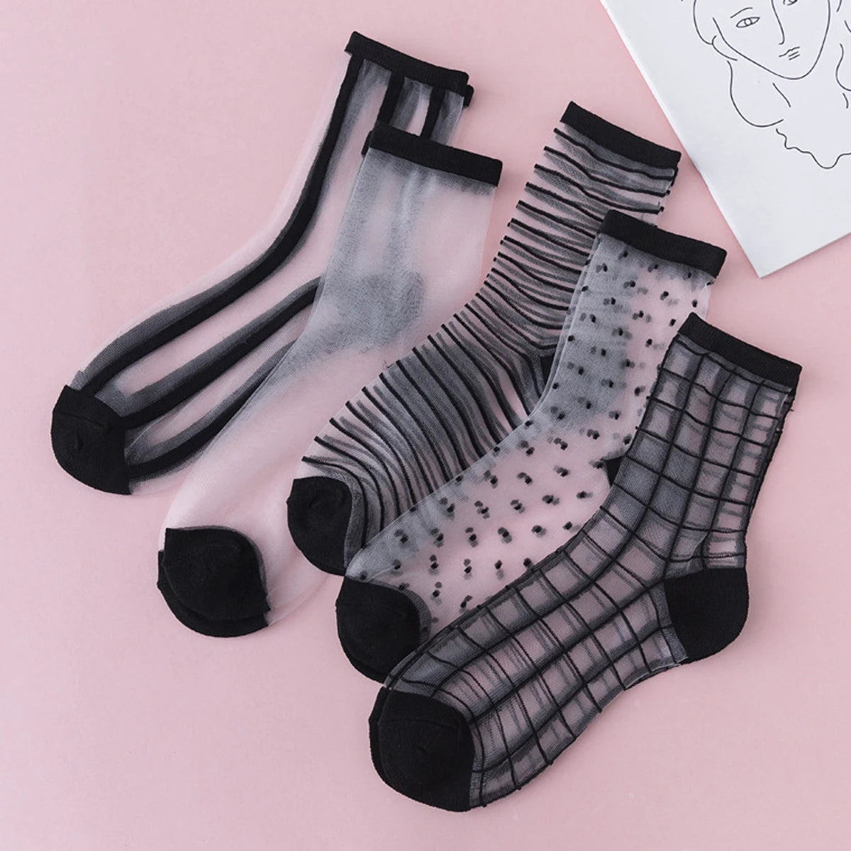 5 Sheer Lace Socks