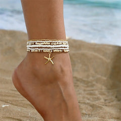 Multilayer Embellished Ankle Bracelet Set