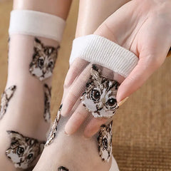 Sheer Cat Pattern Socks