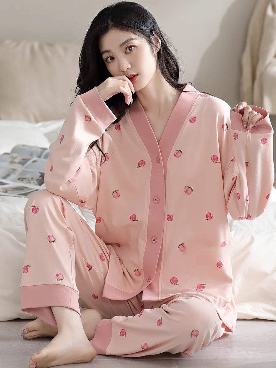 Beautiful Floral Print 2 Piece Pajama Set