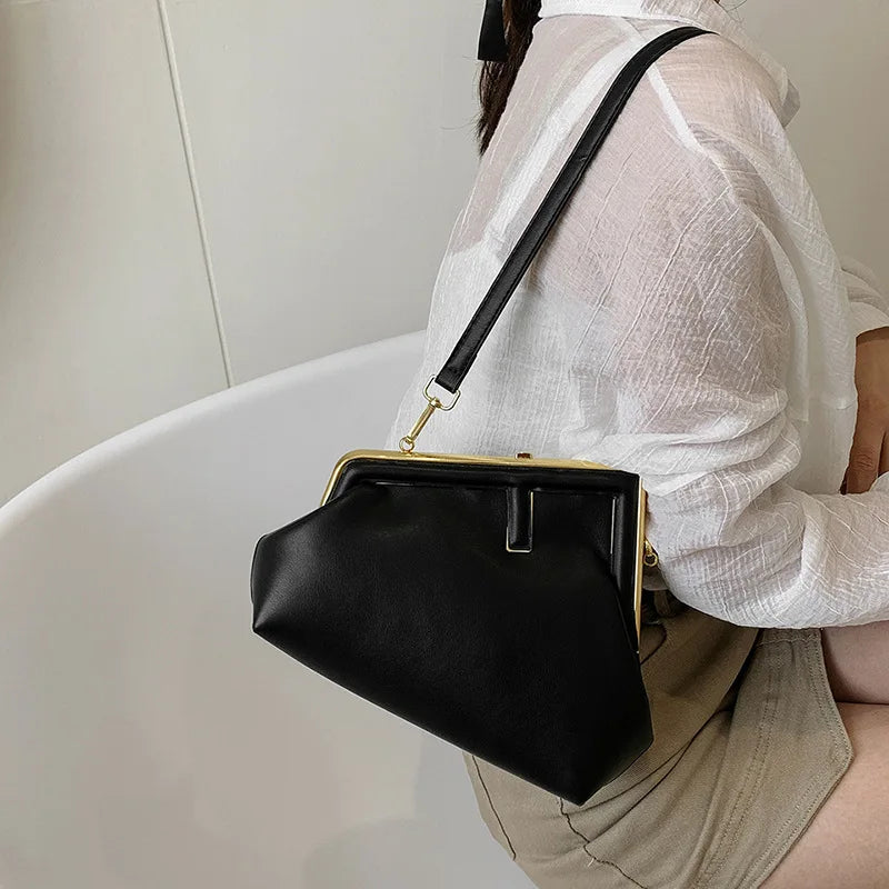 Small Faux Leather Multi Pocket Shoulder Bag