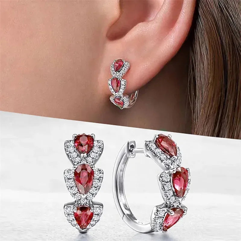 925 Sterling Silver Hoop Earrings with Zircon