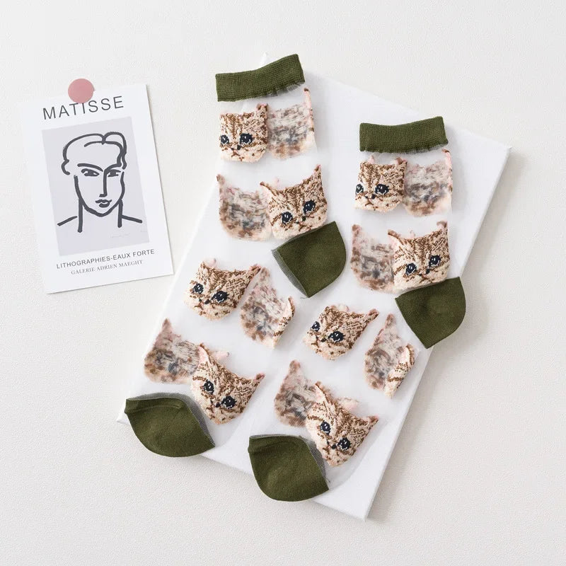 Sheer Cat Pattern Socks