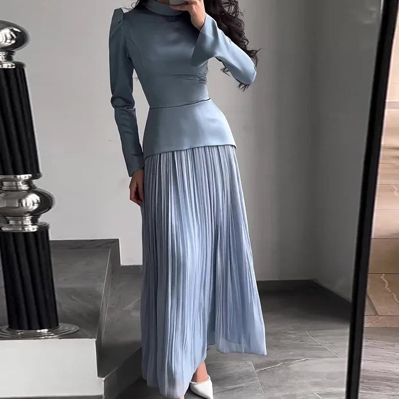 Elegant Long Sleeve Top and Skirt Set