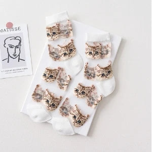 Sheer Cat Pattern Socks