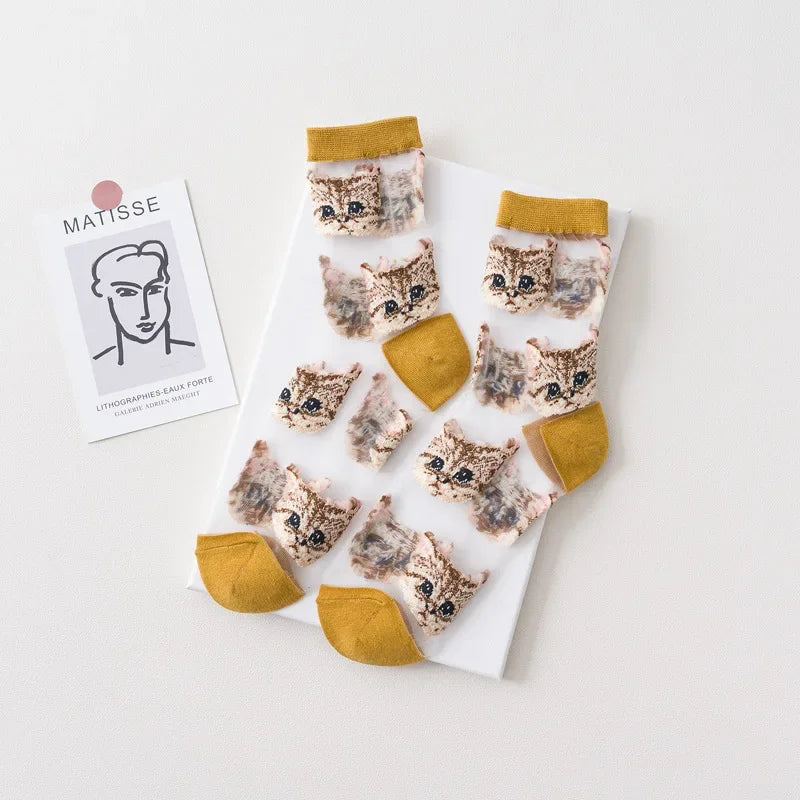 Sheer Cat Pattern Socks