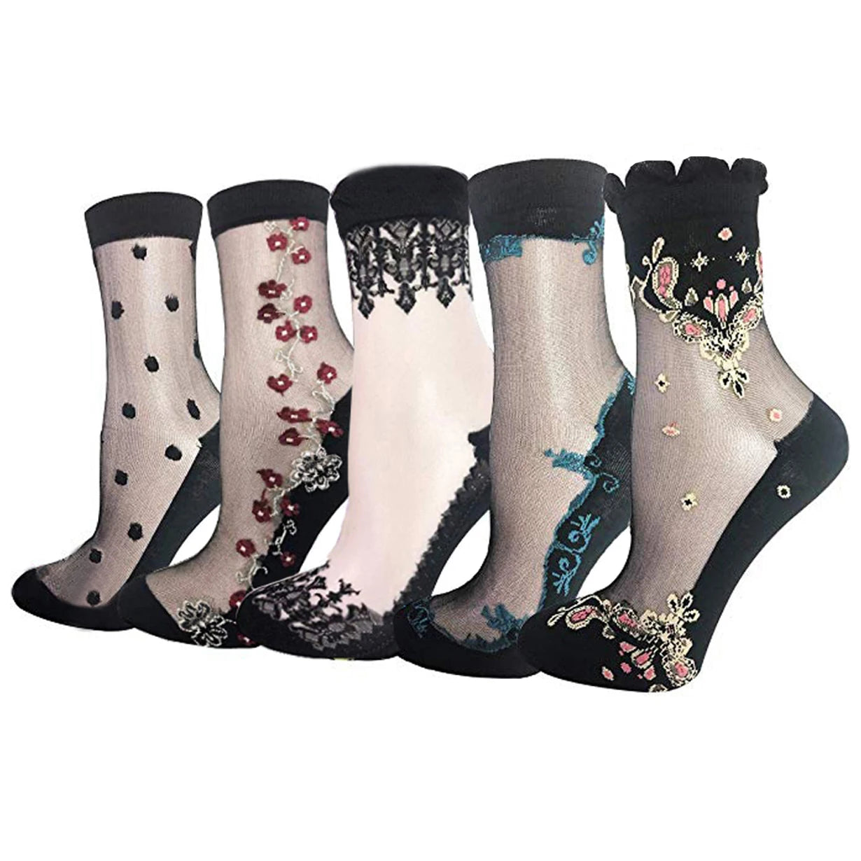 5 Sheer Lace Socks