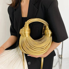 Luxury Gold Woven Pasta Handbag