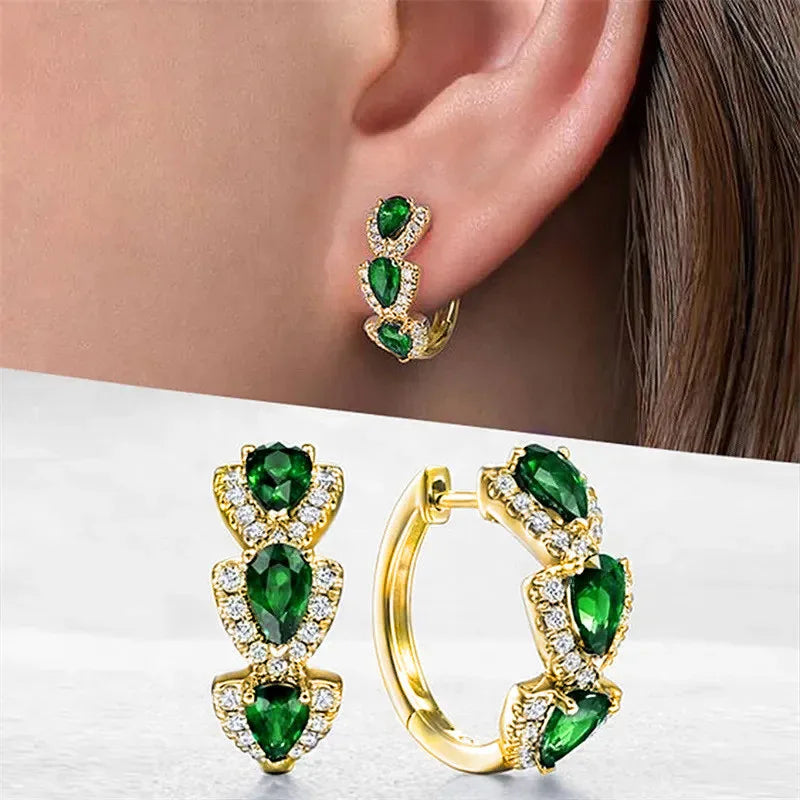 925 Sterling Silver Hoop Earrings with Zircon