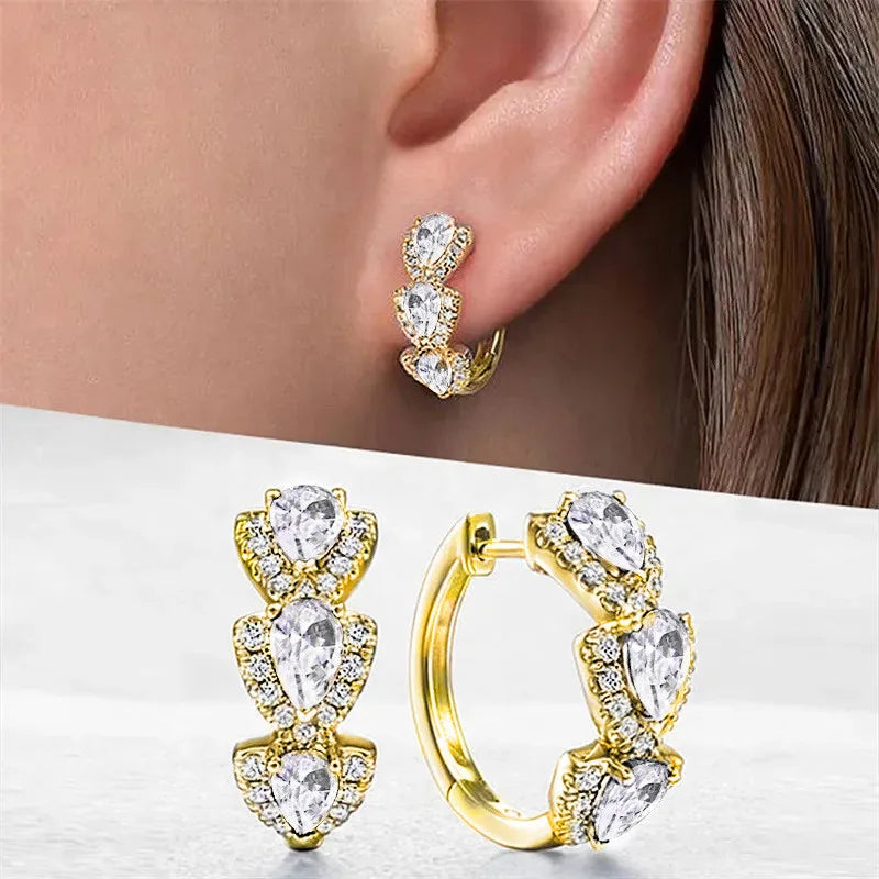 925 Sterling Silver Hoop Earrings with Zircon